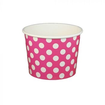 Containers, 16 Ounce Paper, Polka Dot Pink, Cold/Hot