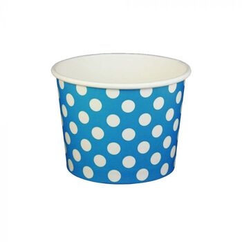 Containers, 16 Ounce Paper, Polka Dot Blue, Cold/Hot