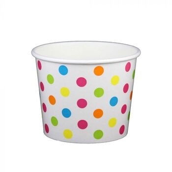 Containers, 16 Ounce Paper, Polka Dot Rainbow, Cold/Hot