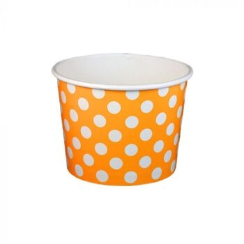 Containers, 16 Ounce Paper, Polka Dot  Orange, Cold/Hot