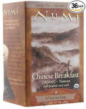 Tea Bags, Chinese Breakfast-yunnan (black) 6/18 Bags