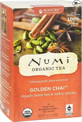 Tea Bags, Golden Chai-spiced Assam (black) 6/18 Bags