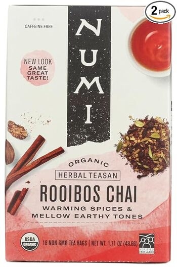 Tea Bags, Ruby Chai-spiced Rooibos (herbal) 6/18 Bags