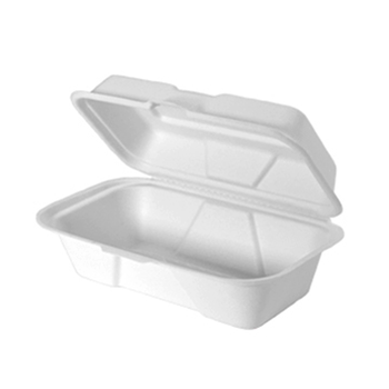 Container, Hinged, Compostable, White, Hoagie, 9" x 6"