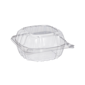 Container, Hinged, Clear, 1 Comp, 6" x 6"
