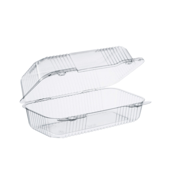 Container, Hinged, Clear, 1 Comp, 9" x 5"