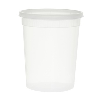 Container, Deli, Soup, Plastic, Round, Combo, 32 oz