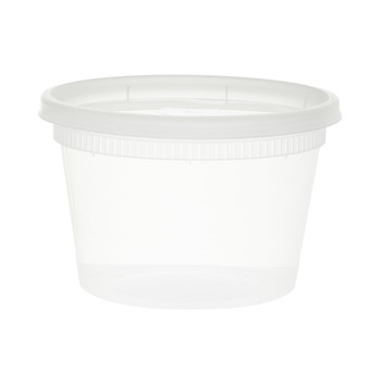 Container, Deli, Soup, Plastic, Round, Combo, 16 oz