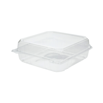 Container, Hinged, Clear, 1 Comp, 9" x 9"