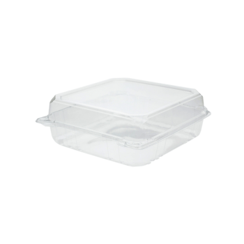 Container, Hinged, Clear, 1 Comp, PP, 8" x 8"