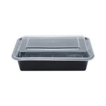 Container, Combo, Rectangle, Black, 1 Comp, 48 oz