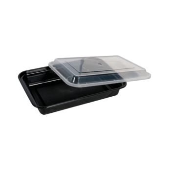 Container, Combo, Rectangle, Black, 1 Comp, 38 oz