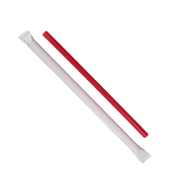 Straw, Red, Wrapped, 7.75", Jumbo 8mm, C9130(Red)