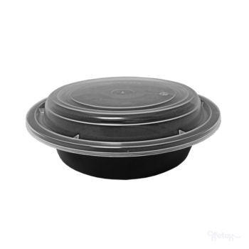 Container, Combo, Round, Black, 1 Comp, 16 oz