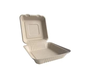 Container, Hinged, Fiber, 1 Comp, Compostable, 9 x 9 x 3