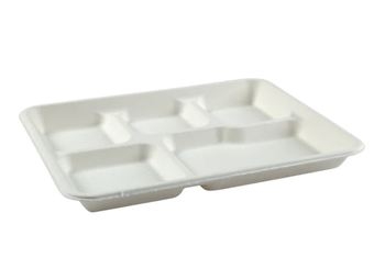 Tray, Food, White, 5-Comp