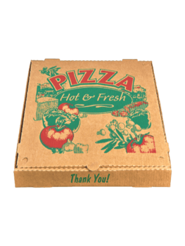 Box, Pizza, Kraft, Printed, Veggie, 8", 1 3/4" Deep