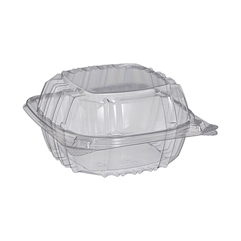 Container, Hinged, Clear, 1 Comp, 6" x 6"