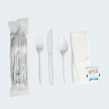 Cutlery Kit, Wrapped, White, PP
