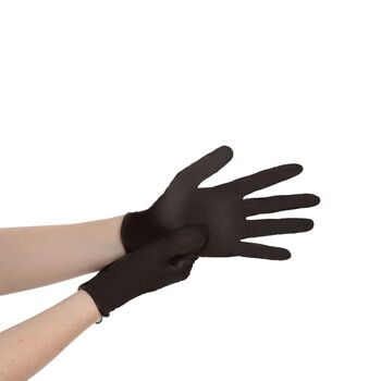 Gloves, Nitrile, Xtra Strng, Pdr Fr, Black, Med