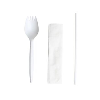 Cutlery Kit, Spork, Wrapped, White