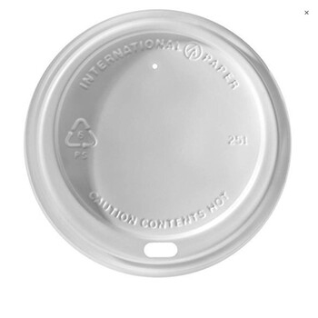 Lid, Dome, Hot Cup, White, Sip, 10-24 Oz